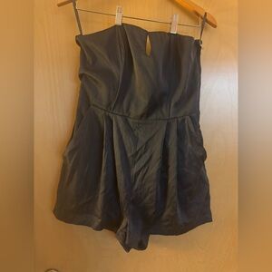 H&M Divided Exclusive Blue Silk Strapless Romper